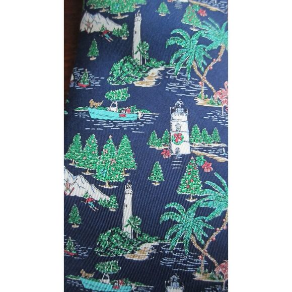 NWT VINEYARD VINES CHRISTMAS SILK TIE  CALLED HOLIDAY TOILE  NAUTICAL  SO PRETTY - Picture 2 of 5